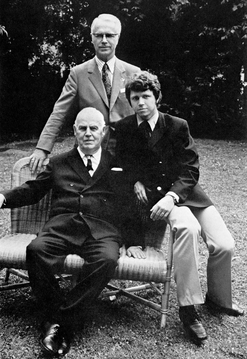 Three Vontobel generations, Founder Jakob with his son Hans and grandson Hans-Dieter, 1974