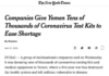 Companies Give Yemen Tens of Thousands of Coronavirus Test Kits to Ease Shortage