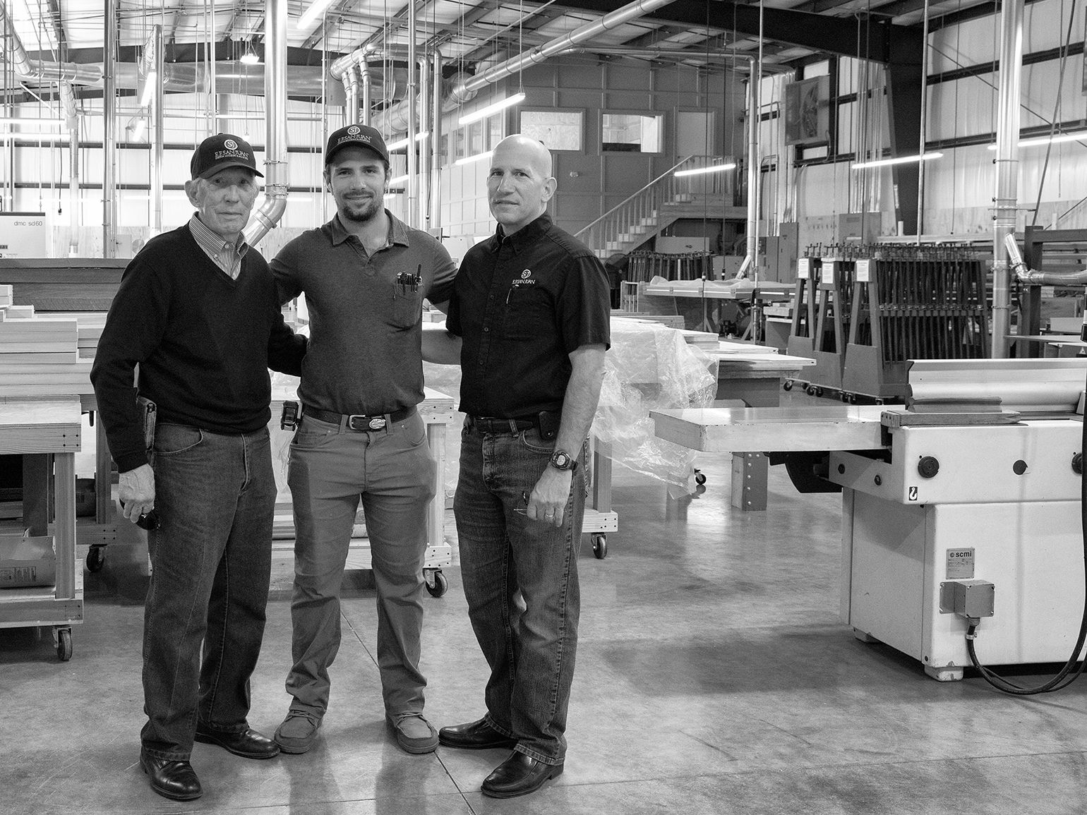 Edward F. San Juan (founder/CEO), Eddie San Juan (millwork production manager), and Edward A. San Juan (president), image courtesy of E.F. San Juan