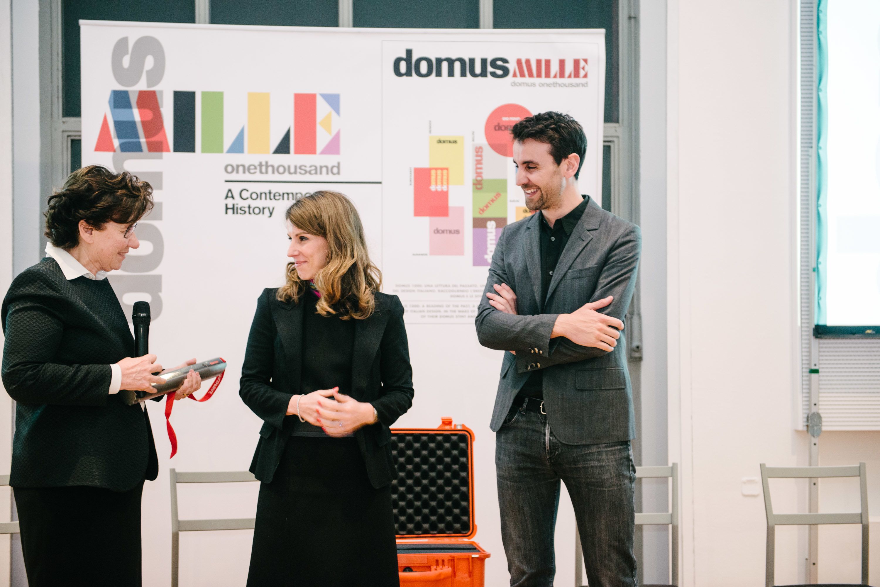 Giovanna Mazzocchi Bordone with Sofia Bordone and Joseph Grima at Domus 1000
